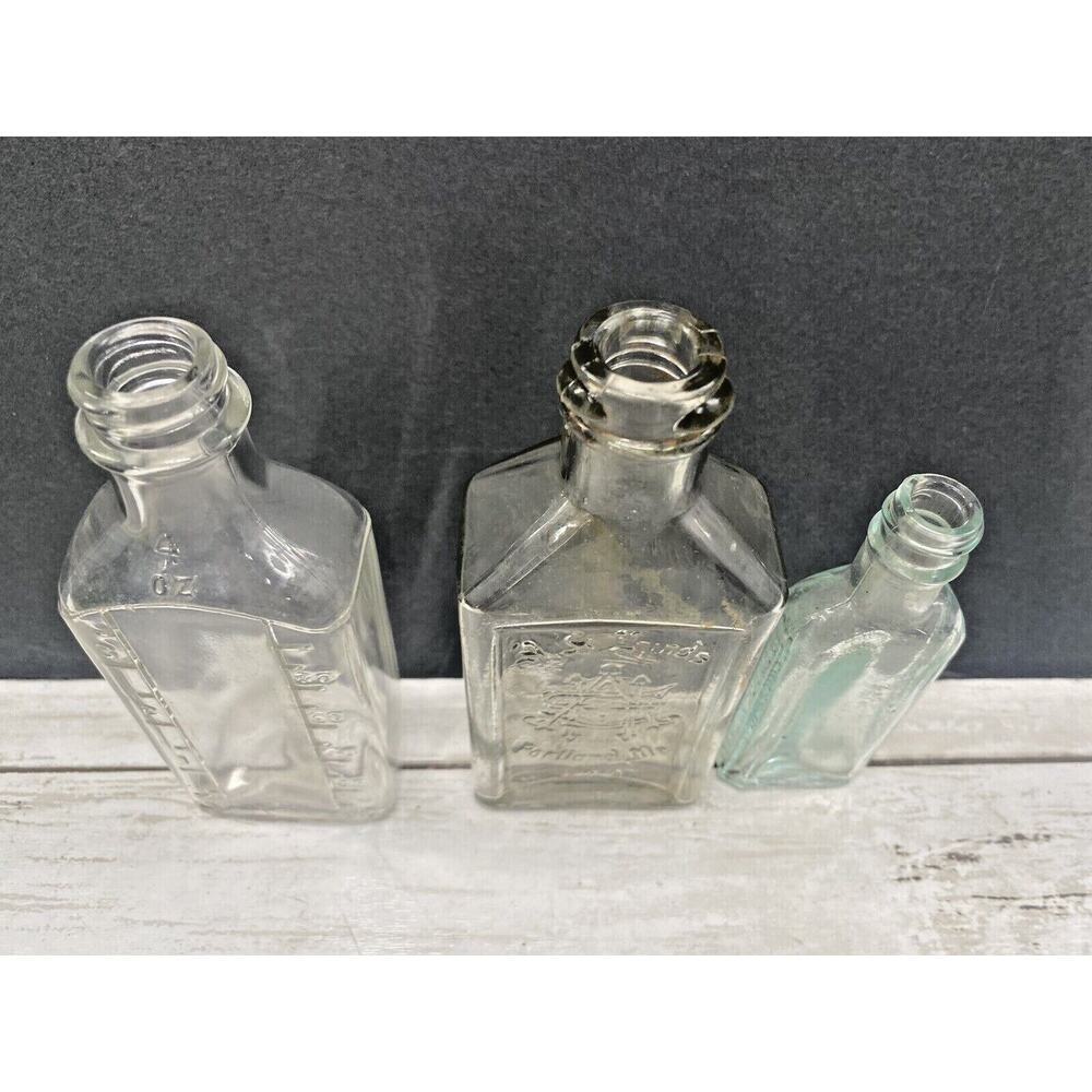 Lot of 3 Vintage Medicine Bottles 1 A.S. Hinds PORTLAND ME and 2 Misc. Bottles
